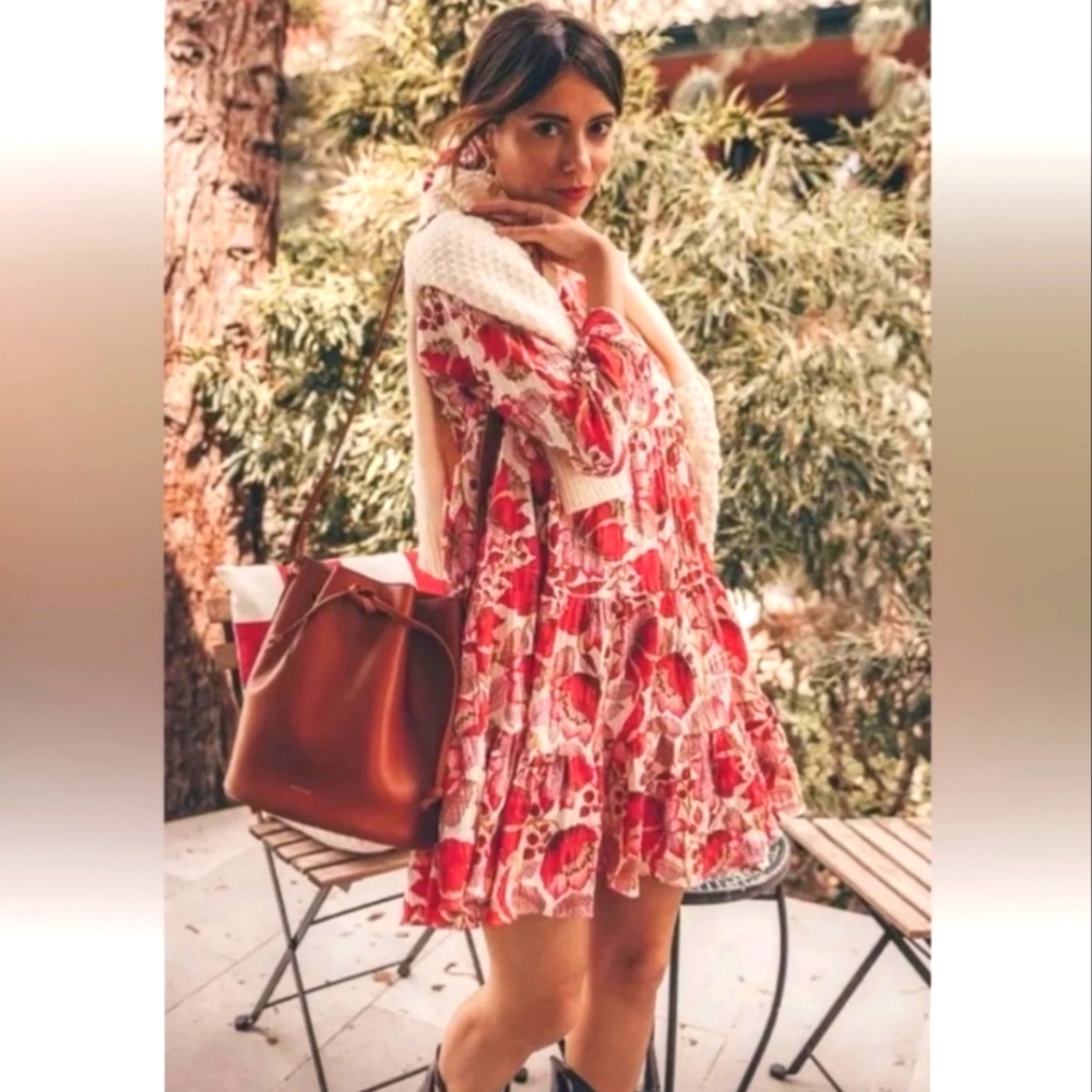 Floral Red Dress